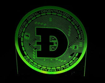 DogeCoin LED light lamp/sign - Neon-like - Free shipping - Made in USA.
