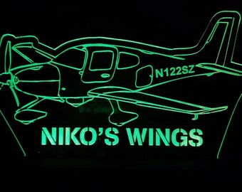 Cirrus SR22 LED light lamp/sign with customizable tail number and business name - Neon-like - Free shipping - Made in USA.