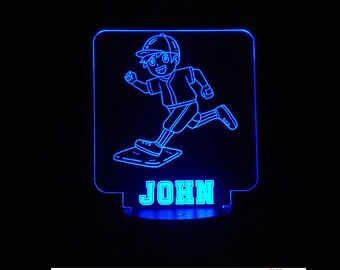 Baseball Base Runner Personalized LED Night Light - Neon sign, Custom Sport SIgn - Sports Bedroom - 4 Sizes Free Shipping Made in USA