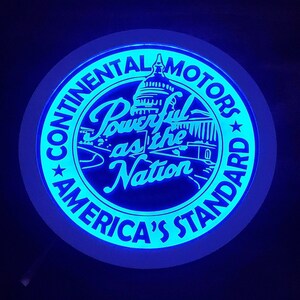 Vintage Continental Motors Wall Mounted Round Logo LED Light Lamp/sign ...