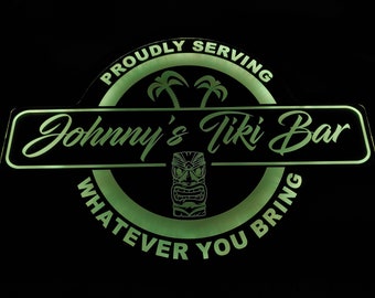 Custom Tiki Bar Color Changing Acrylic Wall Led Night Light Neon Like 4 Sizes Free Shipping