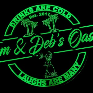 Custom Oasis Lounge or Bar Led Wall Sign Neon Like - Color Changing Remote Control - 4 Sizes Free Shipping