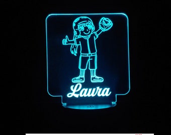 Custom Girl Baseball sign, Personalized LED Night Light - Neon sign, Custom Sport SIgn - Sports Bedroom - 4 Sizes Free Shipping Made in USA