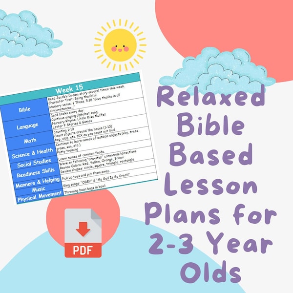 36 Weeks of Relaxed Bible Based Weekly Lesson Plans for 2-3 Year Olds - Learn Through Play