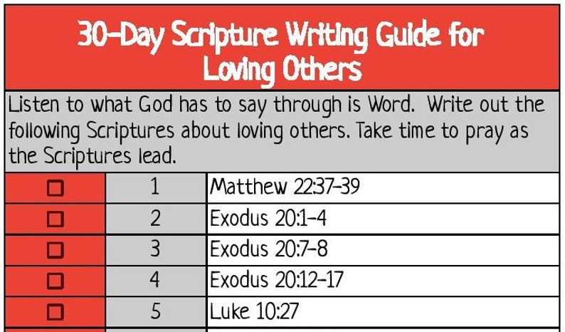 30-day Scripture Writing Guide on Loving Others - Etsy