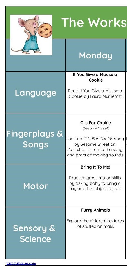 The Works of Laura Numeroff Printable Infant Lesson Plans for Baby ...
