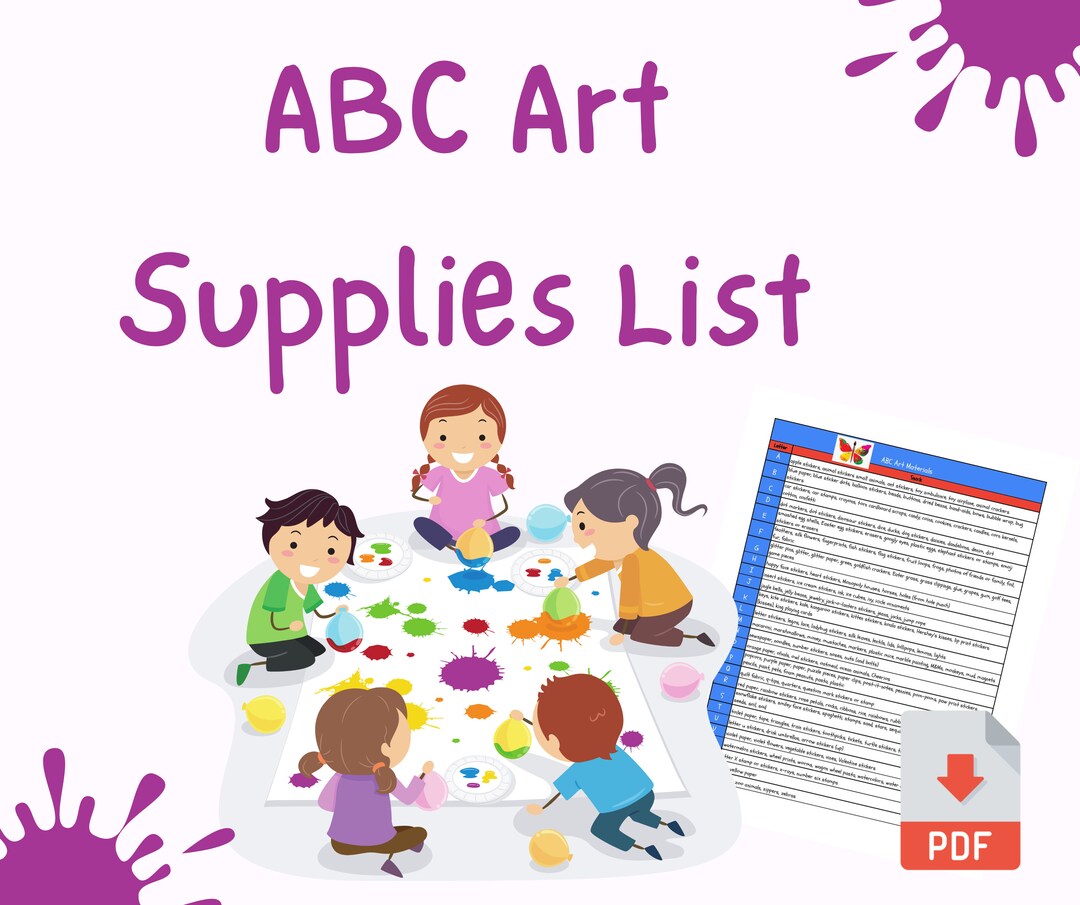 ABC Art Supplies Chart A List of Art Supplies for Every Letter of the