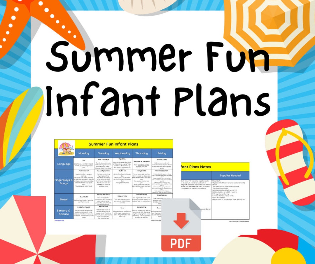 Summer Fun Printable Infant Lesson Plans for Baby Learning Etsy