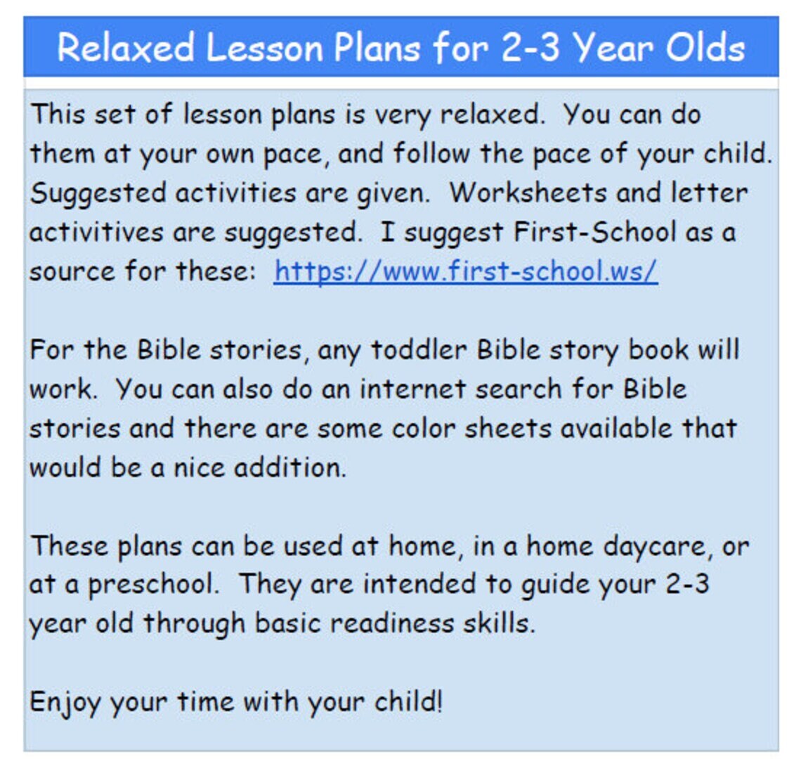 3 Sets of 36 Weeks of Relaxed Weekly Lessons Plans for Infants ...