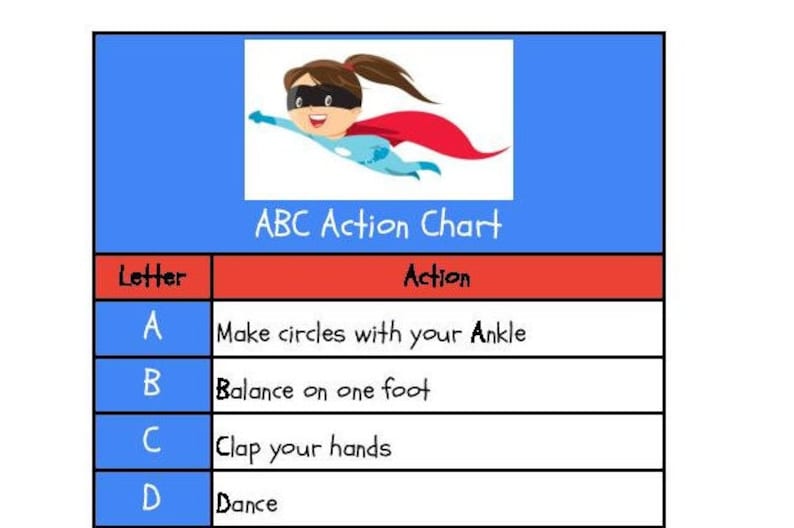 ABC Action Chart - an Action for Every Letter of the Alphabet ...