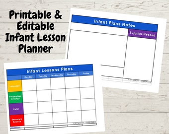 Printable & Editable Infant Lesson Planner