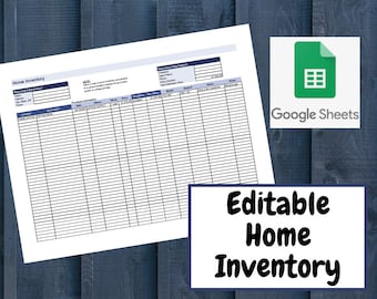 Editable/Fillable Home Inventory Template