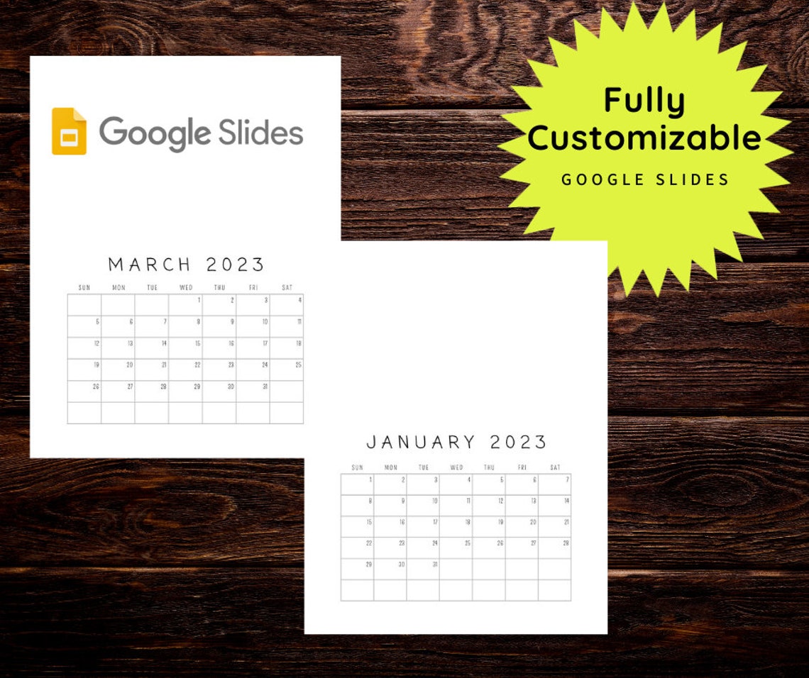 2023 Editable Calendar Add Your Own Photos or Artwork Google - Etsy