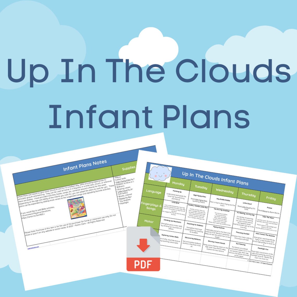 Up in the Clouds Printable Infant Lesson Plans for Baby - Learning ...