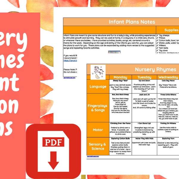 Daycare Infant Lesson Plan - Etsy