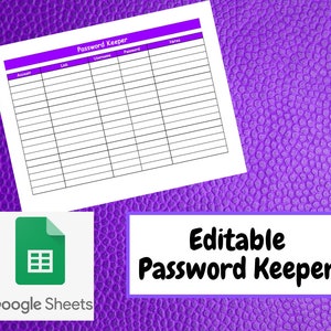 Editable and Printable Password Keeper - Etsy