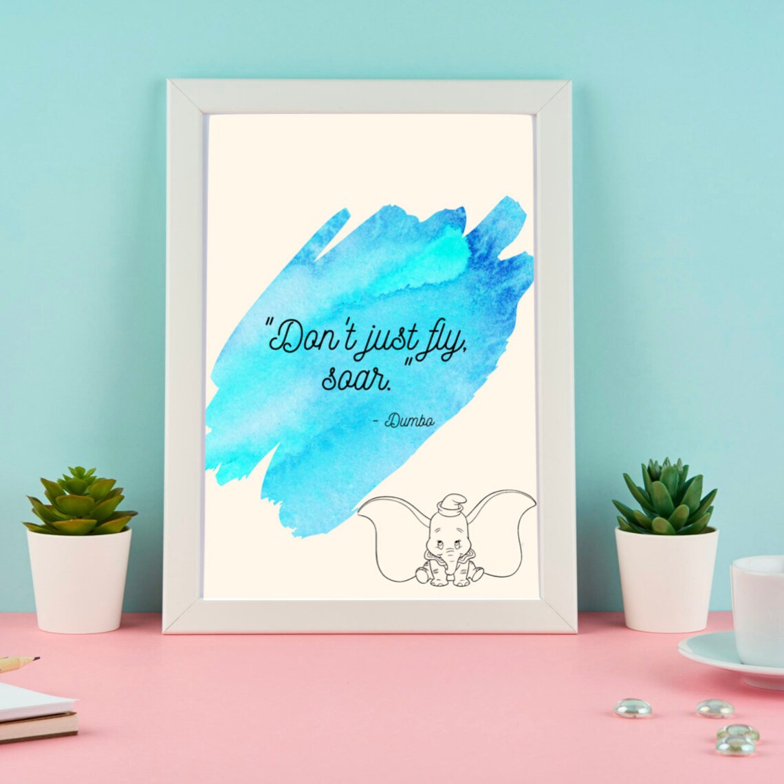 disney motivational quotes print inspiration dumbo poster etsy