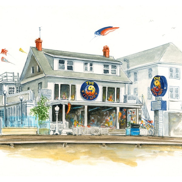 Kite Loft 8"x10" Ocean City giclee print watercolor