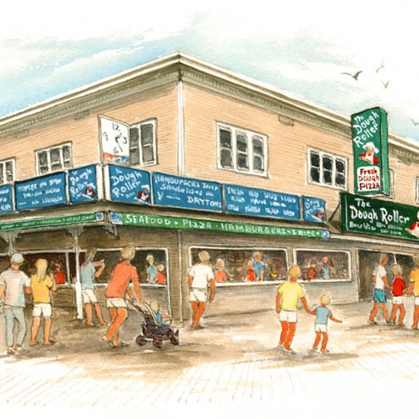 Doughroller 8"x10" Ocean City giclee print watercolor
