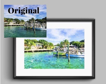 Personalized Watercolor Landscape Art: Custom Travel Photo Painting (Digital Version)