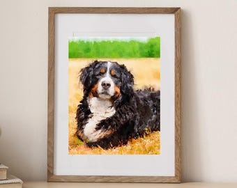 Custom Watercolor Pet Portrait from Photo | Pet Memorial Art