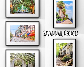 Savannah Georgia Art Print Set, City Gallery Wall (Digital Download)