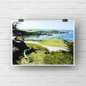 Pebble Beach Golf Art Print - Hole 17 Monterey Peninsula Decor - Golf Lover Gift - Personalized Golf Course Wall Art - Custom Sports Print