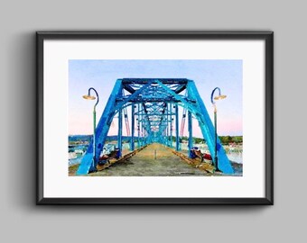 Chattanooga Walking Bridge Watercolor Art Print (Digital Download)