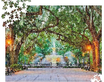Savannah Forsyth Park Fountain Puzzle, Georgia Travel Gift