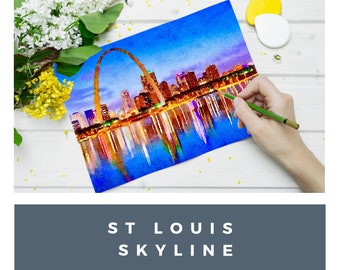 St Louis Print, St Louis Missouri, St Louis Arch, St Louis Skyline, St Louis Art, Home Decor, Missouri City Art, St Louis