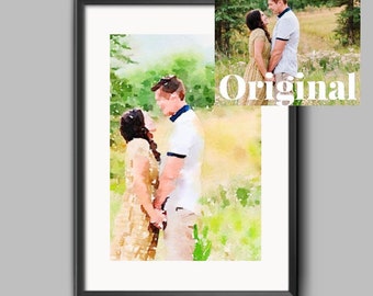 Custom Photo to Watercolor Painting, Personalized Portrait Gift