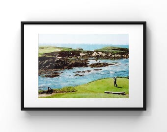 Pebble Beach Golf Course Watercolor Art Print (Digital Download)