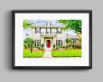 First Home Gift, Custom House Portrait, Realtor Gift, Wedding Gift, First Home Print, Our First Home, Painting from Photo