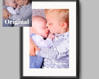 Individuelles Aquarell Portrait vom Foto, Familienkunst, Weihnachtsgeschenk