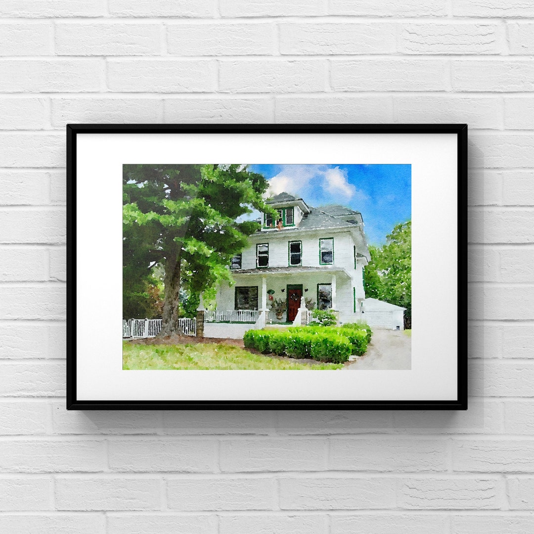 Custom Watercolor House Portrait, Christmas Gift for Her, Personalized ...
