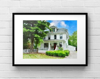 Custom Watercolor House Portrait, First Home Gift