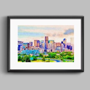 Impressão artística de Denver, Horizonte de Denver, Arte da cidade de Denver, Arte para impressão, Impressão em aquarela, Impressão de Denver, Arte da cidade de Colorado, Aquarela de Denver