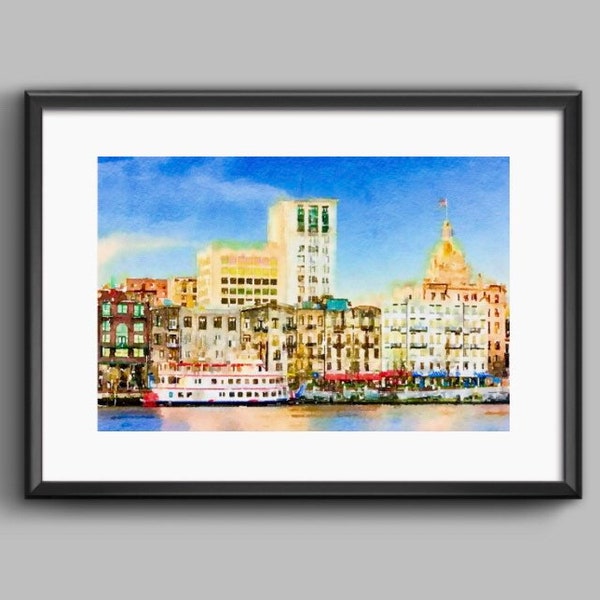 Savannah Georgia City Art, Painting of City, Savannah Art, Watercolor Art Print, Custom Home Decor