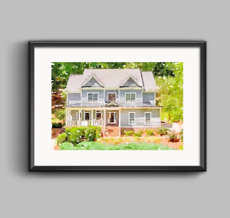 Custom Watercolor House Portrait, Personalized Housewarming Gift, Photo ...