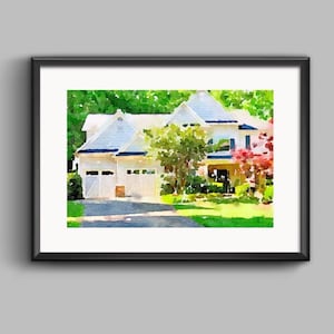 Christmas Gift for Her, Watercolor House Portrait, Personalized Housewarming Gift, Photo to Painting, Custom Home Portrait