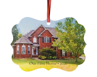 Custom House Portrait Ornament, Personalized Watercolor House Christmas Ornament, Home Portrait from Photo