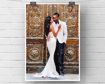 Unique Wedding Gift for Couple, Wedding Portrait from Photo