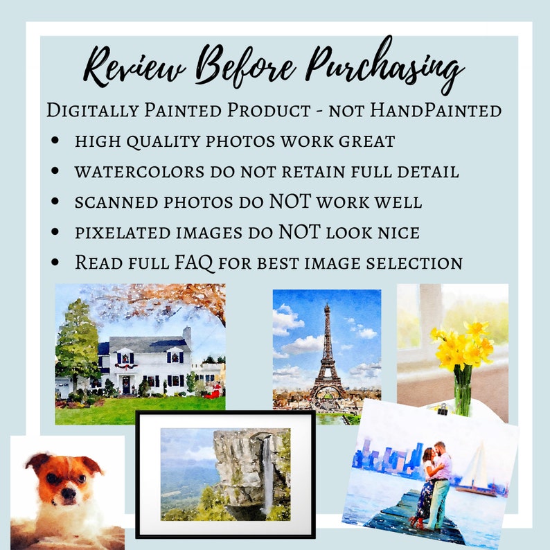 Convert Picture to Painting. Turn Photo into Watercolor Canvas. Turn Photos into Art. Custom Watercolor Print from YOUR Photo. Personalized. image 5