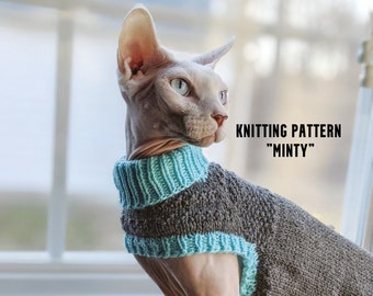 Minty gebreide kattentrui, ontwerp met open armen (pdf-patroon)
