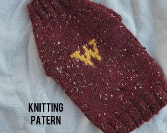 PDF PATTERN, Weasley Inspired Initial hand-knitted sphynx sweater, sweater for dogs or cats, knit sweater for cat