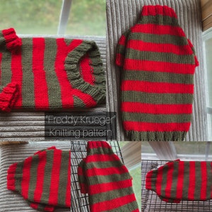 Pattern "Freddy Krueger" Sphynx Sweater, PDF and Video Instructions, Cats and Small Dogs Sweater Pattern
