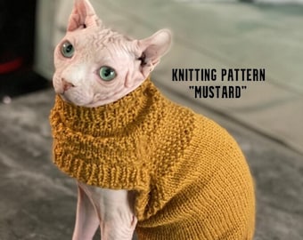 Knit Cat Sweater PATTERN, Turtleneck Pet Clothes (PDF Pattern)