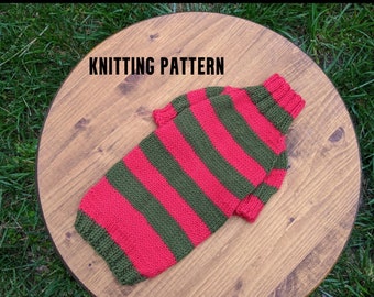 PDF PATTERN! Freddy Krueger Sweater, hand-knitted sphynx sweater, sweater for dogs or cats, knit sweater for cat