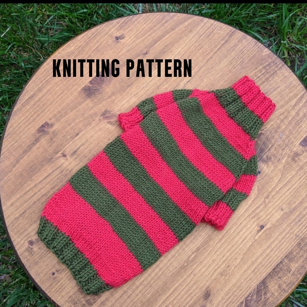 PDF PATTERN! Freddy Krueger Sweater, hand-knitted sphynx sweater, sweater for dogs or cats, knit sweater for cat