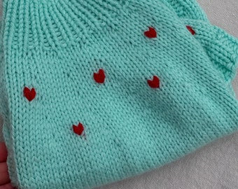 Hearts, hand-knitted sphynx sweater, sweater for dogs or cats, knit sweater for cat